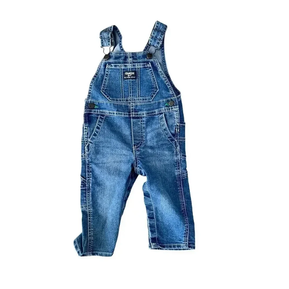 OshKosh B'gosh Little Blue Classic Denim Overalls Size 12 Month